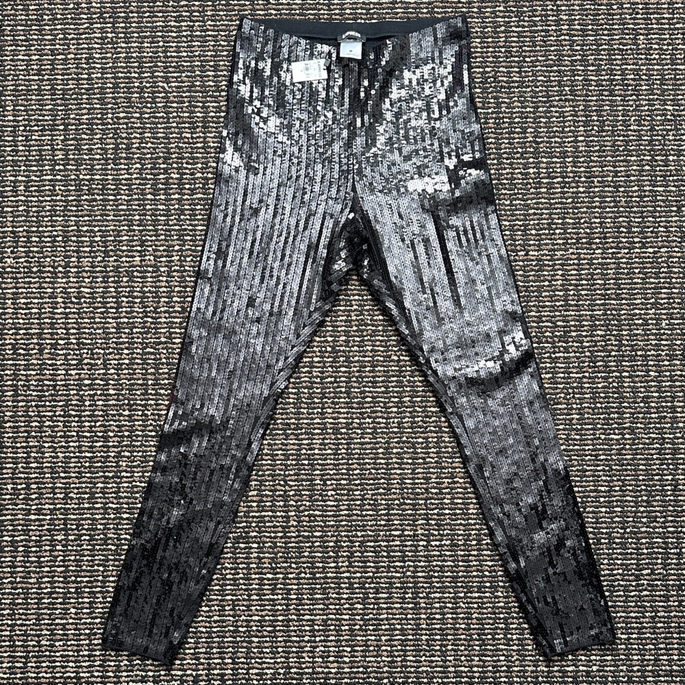 Express Shiny Black Sequin Pants